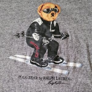 Ralph Lauren Gray Tee with Skiing Polo Bear